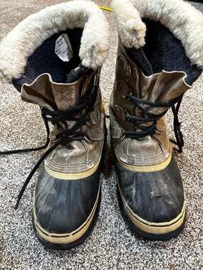 Vintage Sorel Kaufman Caribou Tan Leather Waterproof Winter Snow Boots